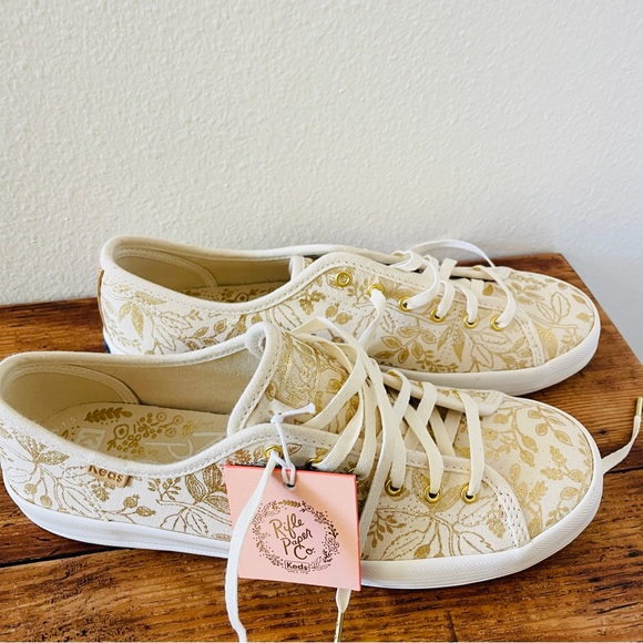 NWT Keds Rifle Paper Co. Queen Anne Gold Leaf Sneakers - Picture 7 of 8